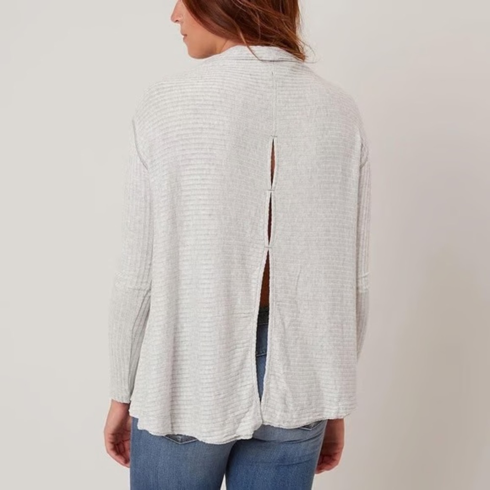 Free People Gray Ribbed Cowl Neck Top